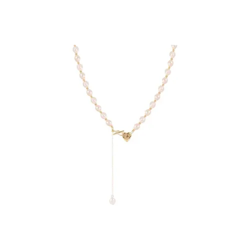 NATURALLYJOJO Ожерелья из пресноводного жемчуга Женские Золото Белый