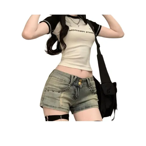 SRCG Промытый цвет Женские джинсовые шорты