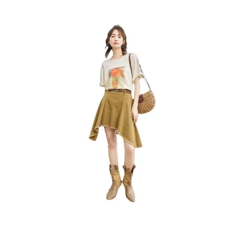 MISHOW Хаки Женские Джинсовые Короткие Юбки