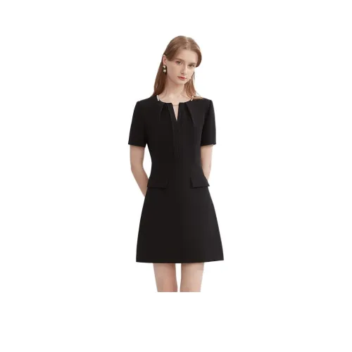 Caroline Короткий рукав Платье Женское Черное