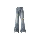 Винтажный синий - Левая сторона Белый Журавль - Правая сторона Цветок бабочки