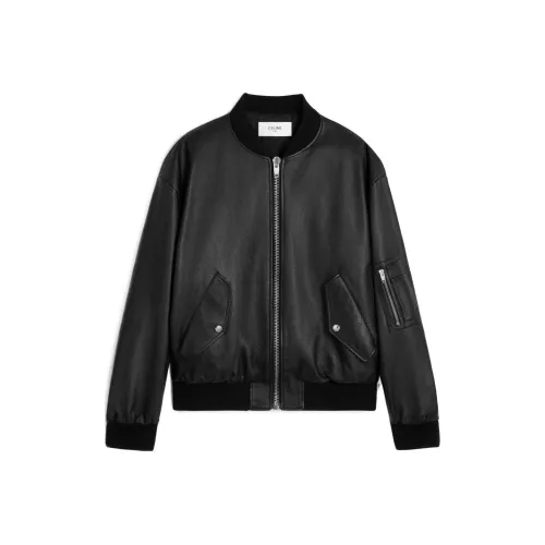 CELINE SS24 Кожа Куртка Женская Черная