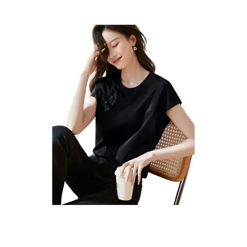 Mo Han Yi Mei SS24 T Рубашка Женская Черная