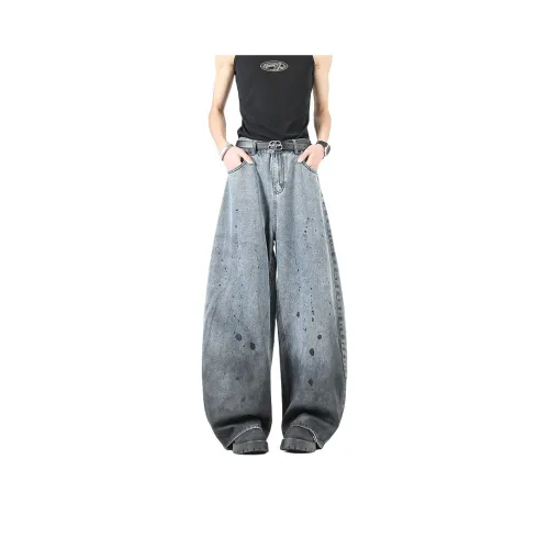 WELTER EXPERIMENT Светло-синий серый унисекс джинсы