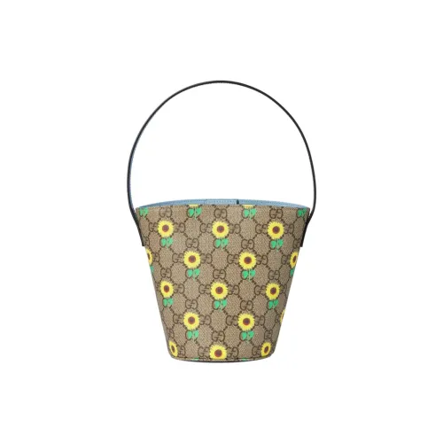 GUCCI Canvas Сумка-ведро Детская Бежевая и Темно-Коричневая