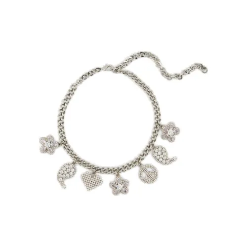 Alessandra Rich Латунь Стекло Ожерелья Женское Серебро