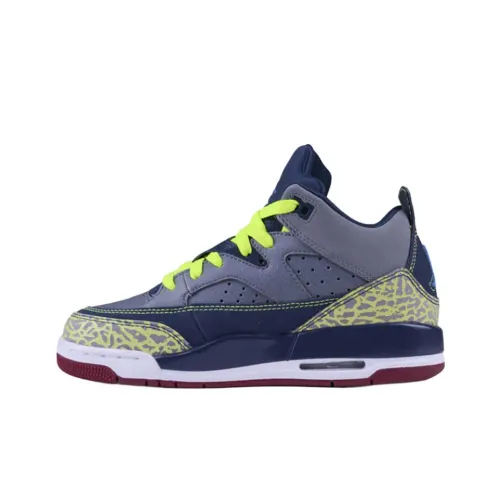 Джордан Son of Mars Аbrasion Resistant MID Топ Детские Баскетбольные Кроссовки Серый Синий Подростки