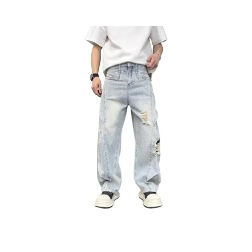 UOOHE Промытый синий Унисекс Джинсы