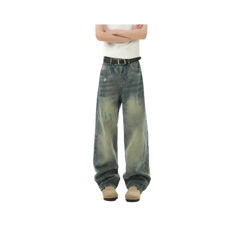 BQODQO Синие Унисекс Джинсы