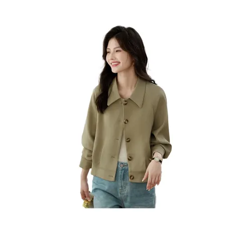 She Enjoys Cropped Jacket Women's Olive Green She Enjoys Укороченная Куртка Женская Оливково-Зеленая