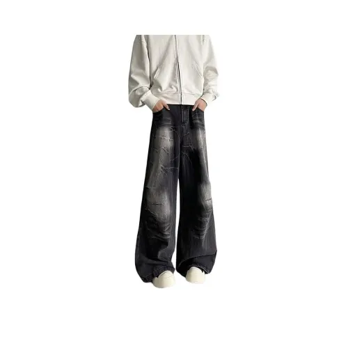 MORii Черно-серый цвет унисекс джинсы