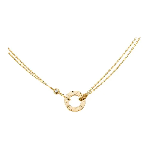 Cartier Колье LOVE, 2 Бриллианта Жёлтое Золото, Бриллианты