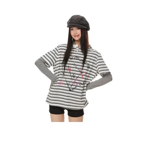 VASI LYEV T-Shirt Унисекс Черный Белый Полосы