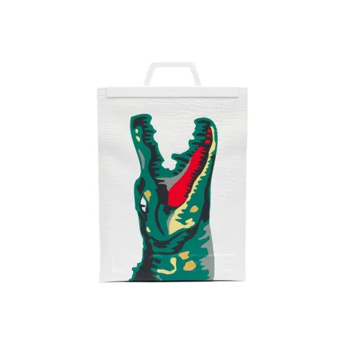 LACOSTE Хлопок Тоут Сумка Сумка для покупок Сумка Унисекс Белый и Зеленый