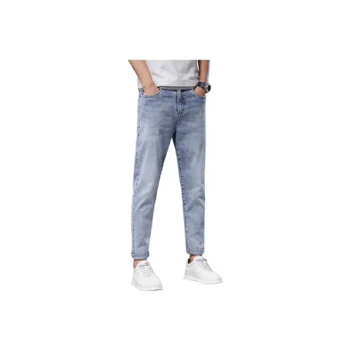 PRPK Голубо-серый Ankle Длина Унисекс Джинсы