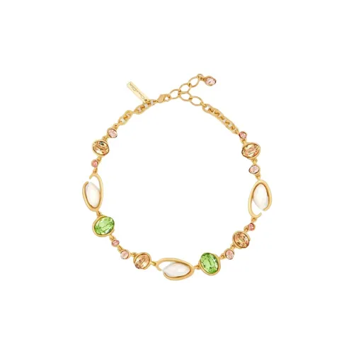 Оскар де ла Рента Барокко Нерегулярной формы Жемчужный Латунь Стекло Ожерелье Женское Золотое