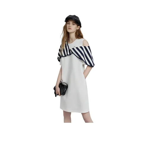 ELLE Короткий рукав Платье Женское Белое