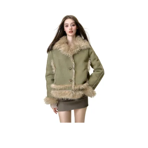 Li Zixian Куртка Женская Винтаж Зеленая