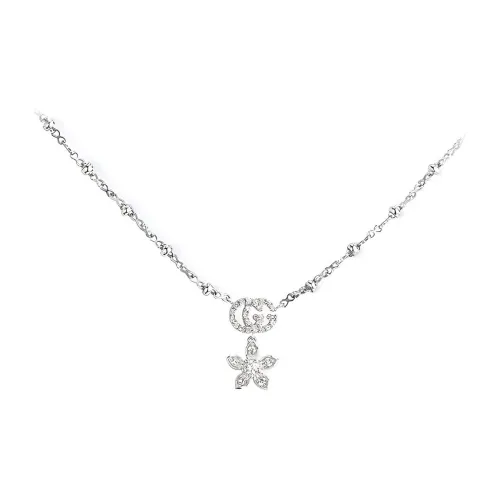 GUCCI 18К Белое золото Бриллиантовое ожерелье Женское серебро