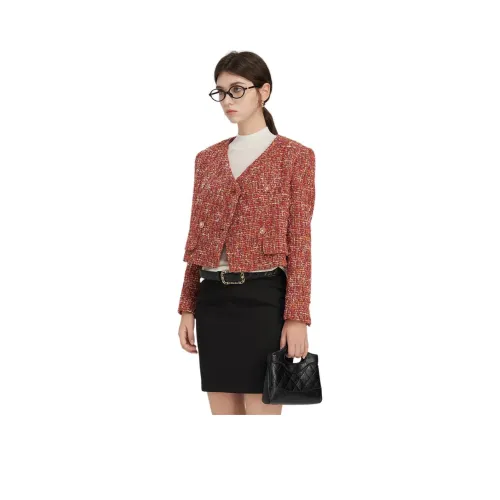 ELANIE RIESE Cropped Jacket Women's Red Coffee