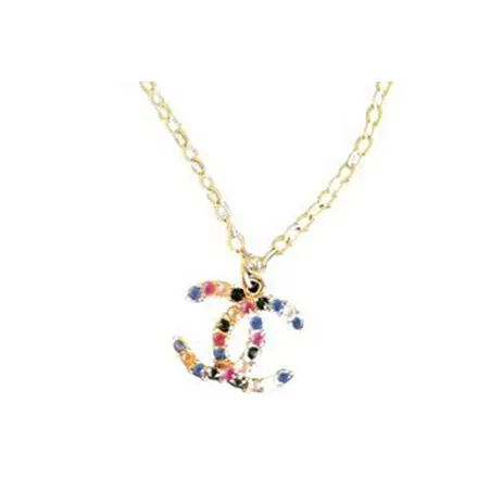 CHANEL Double C Металл Crystal Necklaces Женские Золото