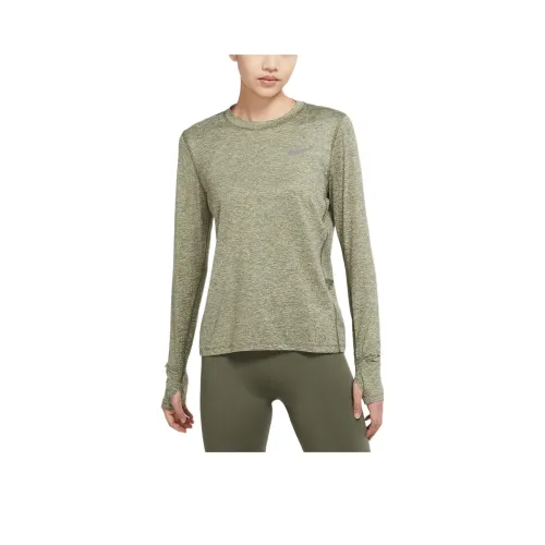 Nike Бег T-Shirt Женская Оливково-Зеленая