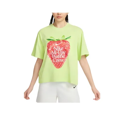 Nike SS24 Рукав с оборванным плечом T-рубашка Женская Зеленый Желтый