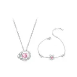 Розовый браслет Spiritual Hand + розовое ожерелье Galaxy комплект