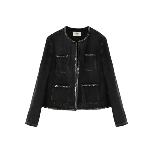 GURUI Деним черный 5J Женские джинсовые куртки