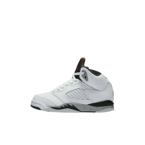 Jordan Air Джордан 5 Устойчивые к истиранию Высокие Баскетбольные Кроссовки для Детей Белые Возраст 3-7 лет