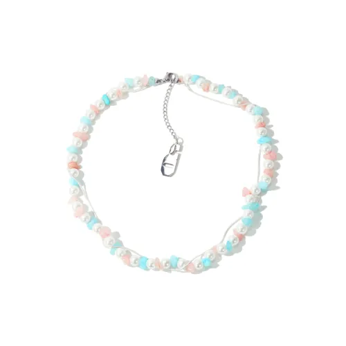 Get'em ON Розовый Синий Камешки Белая Раковина Бусины Ожерелья Унисекс