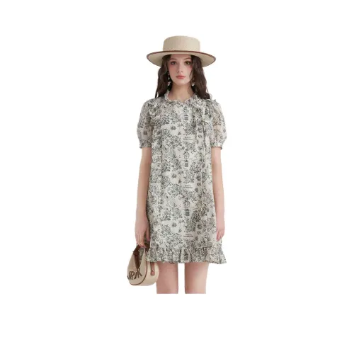 JORYAweekend Короткий рукав Платье Женское Бежевый Абрикос