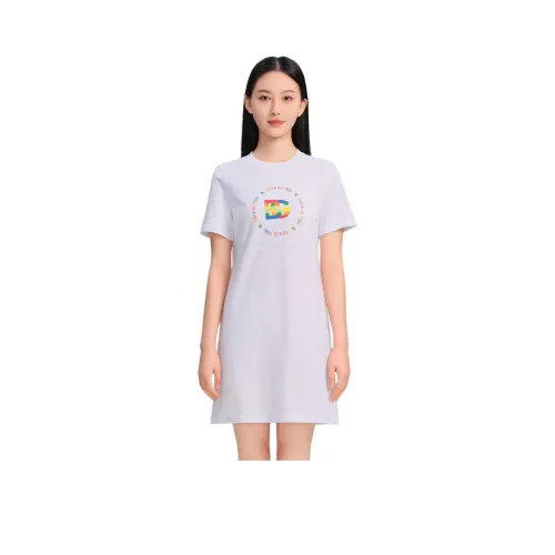 Blood Glitter Короткий рукав Платье Женское Белое