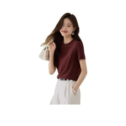 Mo Han Yi Mei T Рубашка Женская Темно-Красная