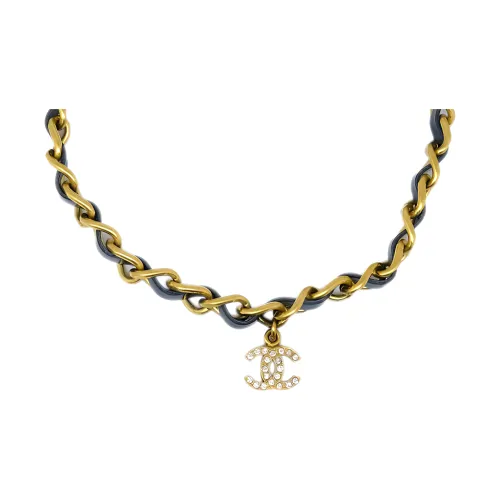 CHANEL CC Золотое Покрытие с Рифлями Ожерелье Женское Золото