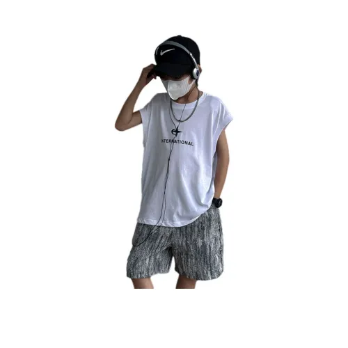 The panda is round Без рукавов Круглый вырез T-рубашка Детская