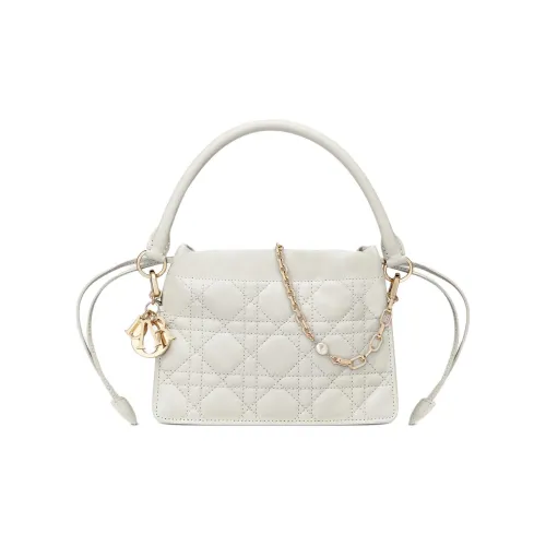 DIOR Lady Dior Овчина Сумка Lady Dior Сумка на шнурке Ручной Одно плечо Сумка Мини Women's White