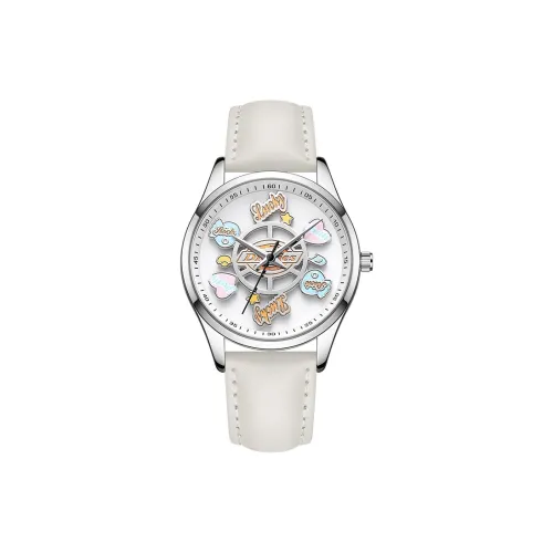 Dickies Наручные часы Кварцевый механизм Кожаный ремешок Белый циферблат Женские часы Белый золотой Текущий Свет Кожа Коробка