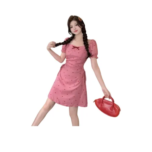 Dear Zhazha Короткий рукав Платье Женское Фуксия