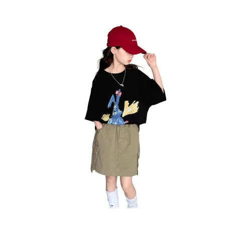 Mu Anmu Черные Детские Рубашки T