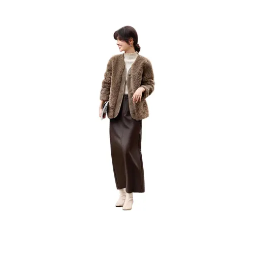 XWI Velvet Feel Пальто Женское Светлый Кофейный