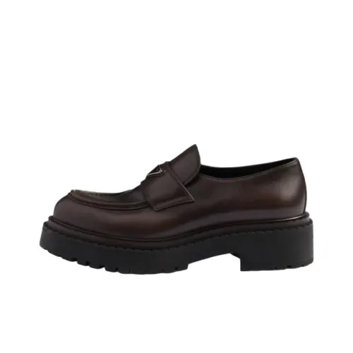PRADA Double Loafers 6 см Мужской Темно-коричневый