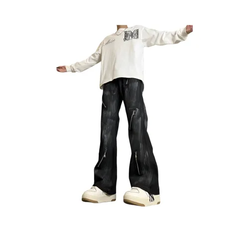 MARTHENAUT Черный*Цвет Восковые И Грязные Стиражи Унисекс Джинсы