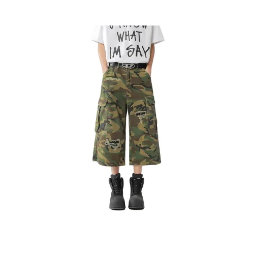 MORii Зеленый камуфляж Унисекс Джинсовые шорты