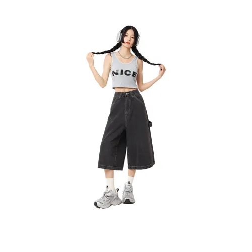 Снупи Серый Черный Женские Джинсовые Шорты
