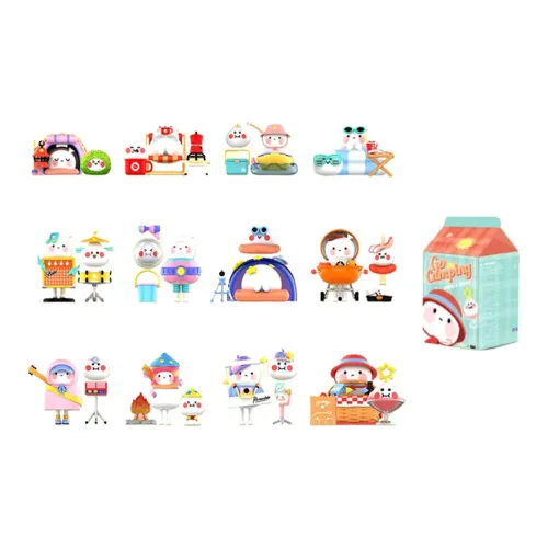 POP MART BOBO COCO LET'S GO Camping Collection Слепые коробки Один Mystery Коробка Целая коробка 12 шт