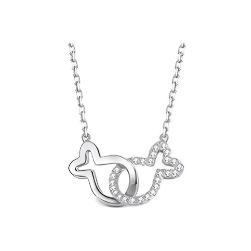 Kasono Alloy Exquisite Necklace Women's Sparkling Silver White Ксоно Сплав Изящный Ожерелье Женское Искрящийся Серебряный Белый