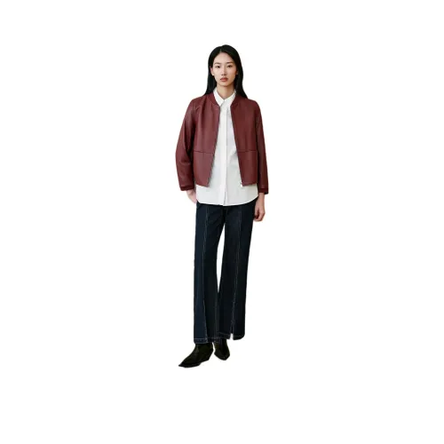 INSUN Бургундский Женские Кожаные Куртки