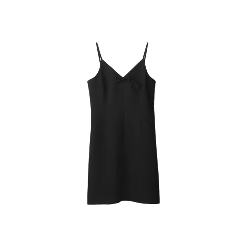 Fstudio Лето Korean V-образный вырез Горячая девушка Похудение Бант Slip Платье Женское