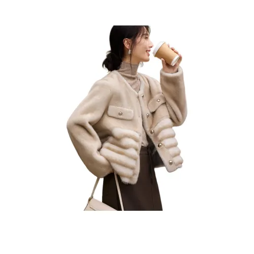 XWI Мех Женский Бежевый Серый CAMEL